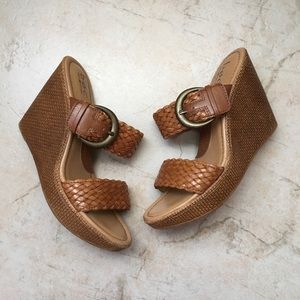 BOC Born Concept Brown Wedge Buckle Strap Sandal